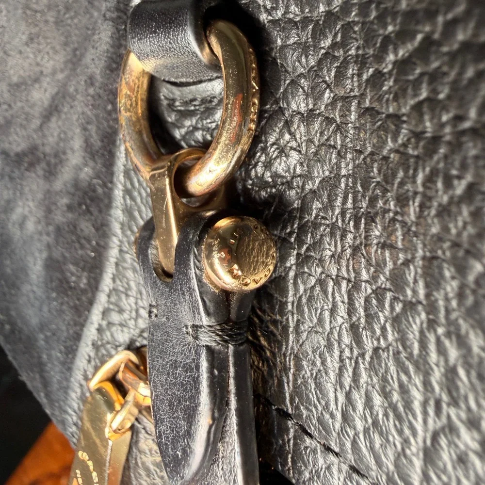 Coach Prairie Satchel Black Pebbled Leather Suede Gold F79999 Broken Zipper